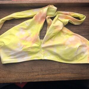 Aerie Yellow Tie-Dye Bikini Top